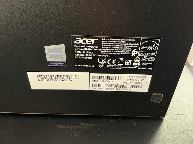 Acer veriton x2670g desktop - afbeelding 5 van  5