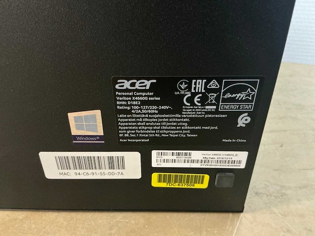 Acer veriton x4660g desktop - afbeelding 1 van  2