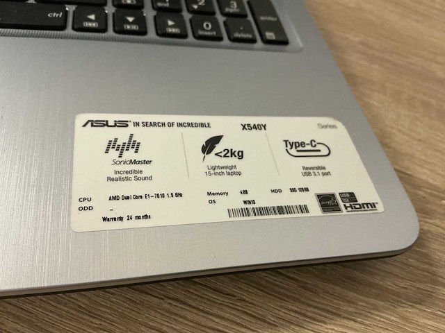 Acer x540y laptop - afbeelding 3 van  6