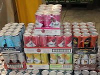 Acht verpakkingen mixdranken w.o. bacardi, malibu, passoa en captain morgan. tht vnl. 2026. totaal 108 blik... - afbeelding 1 van  2