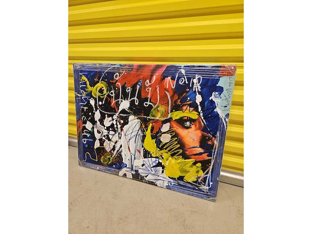 Acryl en krijt afbeelding, peter klashorst, "night club noir", 2017 - afbeelding 1 van  3