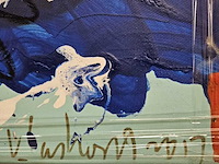 Acryl en krijt afbeelding, peter klashorst, "night club noir", 2017 - afbeelding 3 van  3