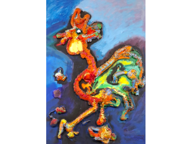 Acryl op doek, maya wildevuur, abstract, 1991 - afbeelding 1 van  10