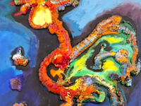 Acryl op doek, maya wildevuur, abstract, 1991