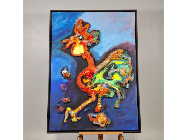 Acryl op doek, maya wildevuur, abstract, 1991 - afbeelding 3 van  10