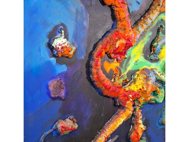 Acryl op doek, maya wildevuur, abstract, 1991 - afbeelding 5 van  10