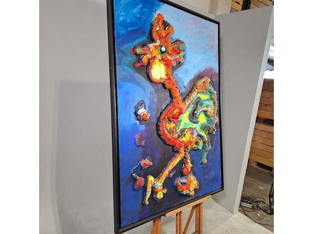 Acryl op doek, maya wildevuur, abstract, 1991 - afbeelding 6 van  10