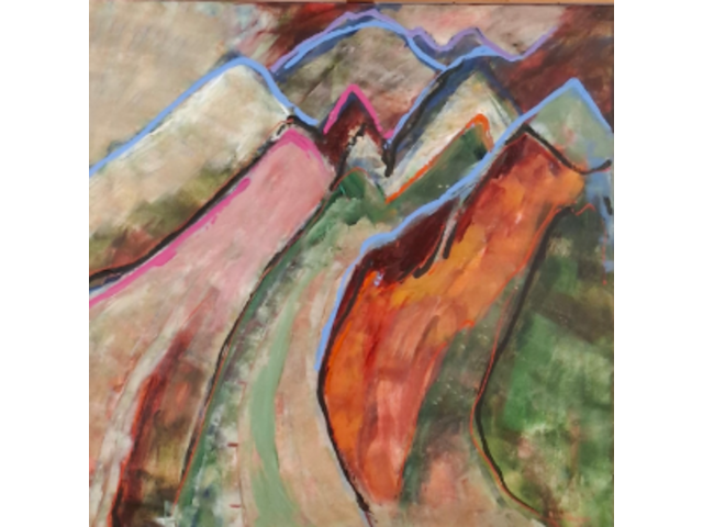 Acryl op doek, maya wildevuur, abstract / landschap, 1998 - afbeelding 1 van  8