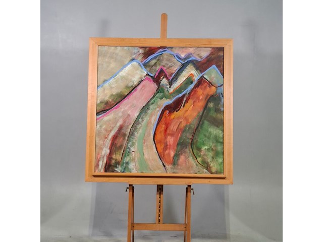 Acryl op doek, maya wildevuur, abstract / landschap, 1998 - afbeelding 2 van  8