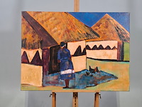 Acryl op doek, maya wildevuur, afrikaans dorp - afbeelding 2 van  7
