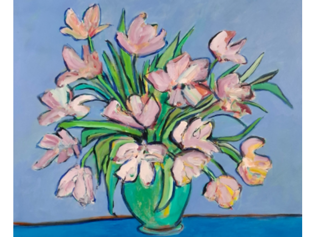 Acryl op doek, maya wildevuur, bloemen, 2001 - afbeelding 1 van  9