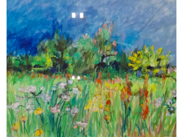 Acryl op doek, maya wildevuur, bloemenveld, 1999 - afbeelding 1 van  10