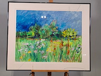 Acryl op doek, maya wildevuur, bloemenveld, 1999 - afbeelding 3 van  10