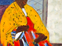Acryl op doek, maya wildevuur, herero vrouw, 1998