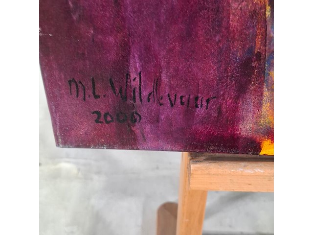 Acryl op doek, maya wildevuur, herero vrouw, 1998 - afbeelding 3 van  8