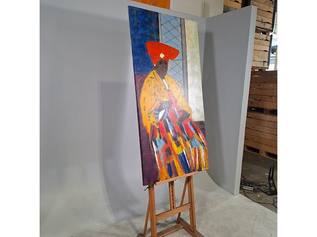 Acryl op doek, maya wildevuur, herero vrouw, 1998 - afbeelding 4 van  8