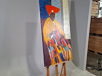 Acryl op doek, maya wildevuur, herero vrouw, 1998 - afbeelding 4 van  8