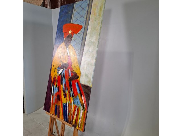 Acryl op doek, maya wildevuur, herero vrouw, 1998 - afbeelding 5 van  8