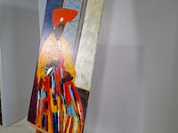 Acryl op doek, maya wildevuur, herero vrouw, 1998 - afbeelding 5 van  8