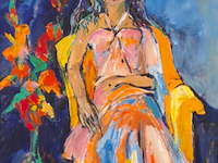 Acryl op doek, maya wildevuur, indiase vrouw