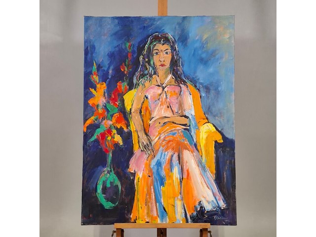 Acryl op doek, maya wildevuur, indiase vrouw - afbeelding 2 van  7