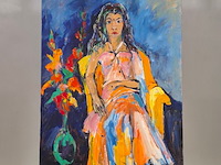 Acryl op doek, maya wildevuur, indiase vrouw - afbeelding 2 van  7