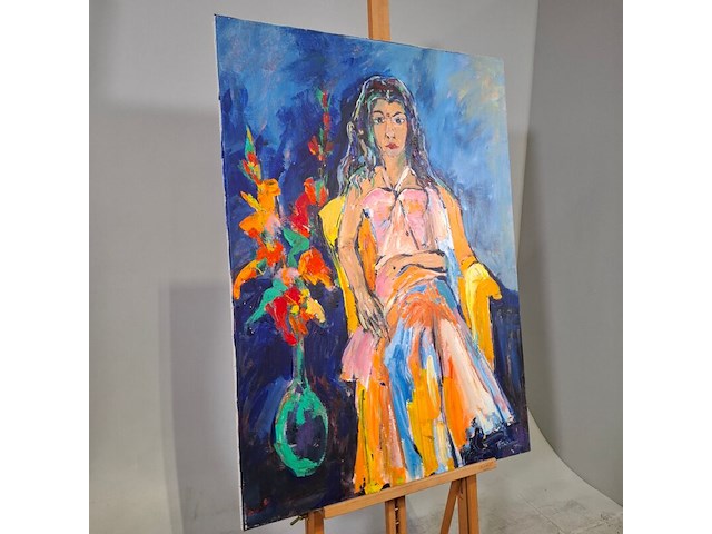 Acryl op doek, maya wildevuur, indiase vrouw - afbeelding 4 van  7