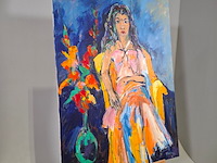 Acryl op doek, maya wildevuur, indiase vrouw - afbeelding 4 van  7