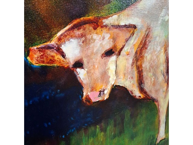 Acryl op doek, maya wildevuur, kalfje - afbeelding 6 van  8