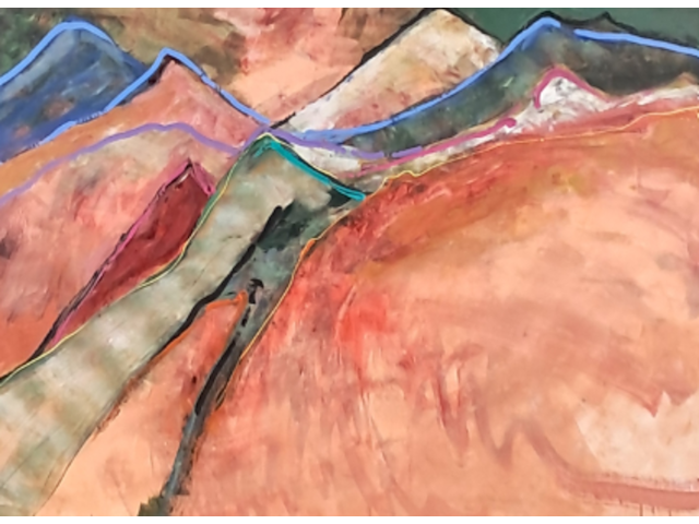 Acryl op doek, maya wildevuur, landschap, 1999 - afbeelding 1 van  7