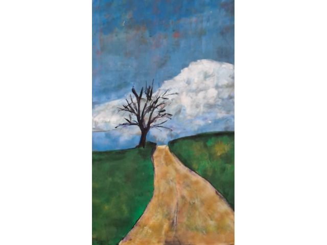 Acryl op doek, maya wildevuur, landschap, 2001 - afbeelding 1 van  8