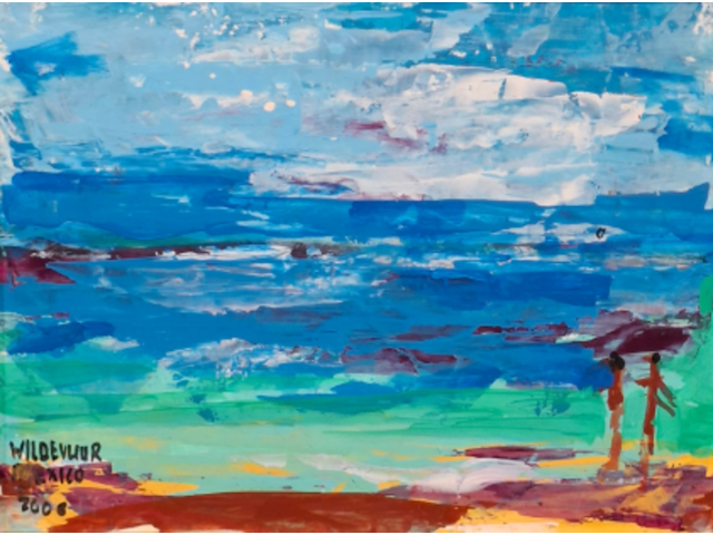 Acryl op doek, maya wildevuur, mexico, 1993 - afbeelding 1 van  8