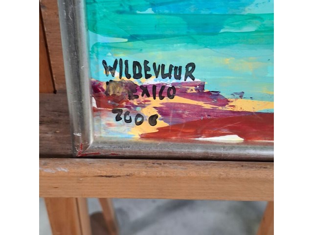 Acryl op doek, maya wildevuur, mexico, 1993 - afbeelding 3 van  8