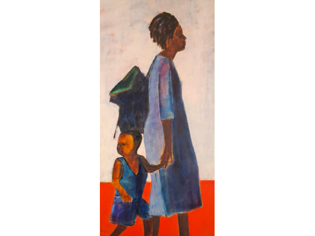 Acryl op doek, maya wildevuur, moeder en kind, 1999 - afbeelding 1 van  9
