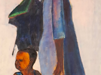 Acryl op doek, maya wildevuur, moeder en kind, 1999