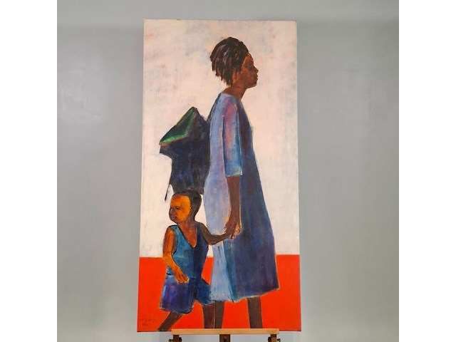 Acryl op doek, maya wildevuur, moeder en kind, 1999 - afbeelding 2 van  9