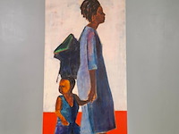 Acryl op doek, maya wildevuur, moeder en kind, 1999 - afbeelding 2 van  9
