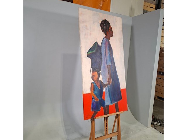 Acryl op doek, maya wildevuur, moeder en kind, 1999 - afbeelding 4 van  9