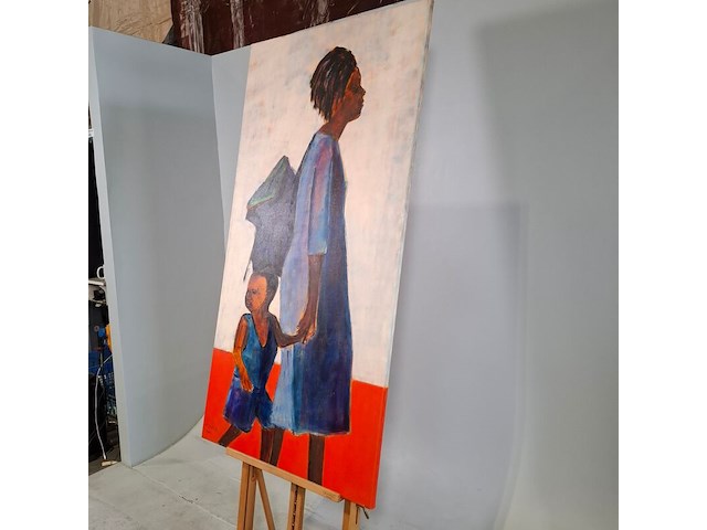 Acryl op doek, maya wildevuur, moeder en kind, 1999 - afbeelding 5 van  9