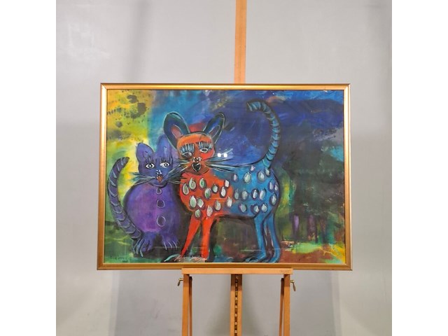 Acryl op doek, maya wildevuur, poes, 1995 - afbeelding 2 van  8