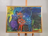 Acryl op doek, maya wildevuur, poes, 1995 - afbeelding 2 van  8