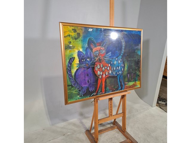 Acryl op doek, maya wildevuur, poes, 1995 - afbeelding 3 van  8