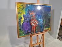 Acryl op doek, maya wildevuur, poes, 1995 - afbeelding 3 van  8