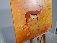 Acryl op doek, maya wildevuur, springbokje, 1994 - afbeelding 4 van  8