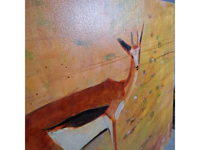 Acryl op doek, maya wildevuur, springbokje, 1994 - afbeelding 5 van  8