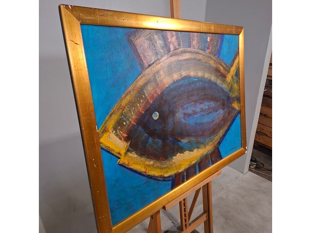 Acryl op doek, maya wildevuur, vis - afbeelding 6 van  9