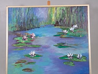 Acryl op doek, maya wildevuur, waterlelies, 2000 - afbeelding 2 van  7