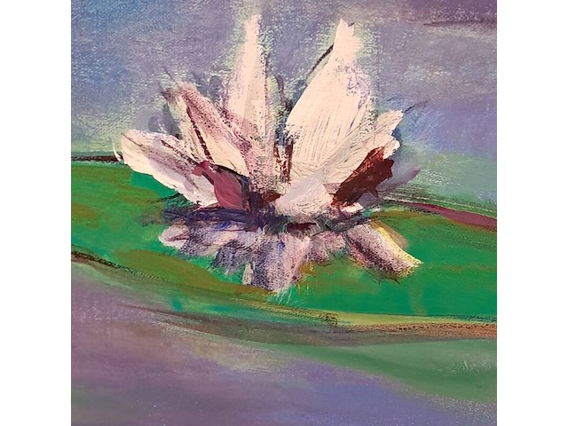 Acryl op doek, maya wildevuur, waterlelies, 2000 - afbeelding 4 van  7