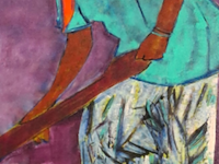 Acryl op doek, maya wildevuur, werkende vrouw, 1998