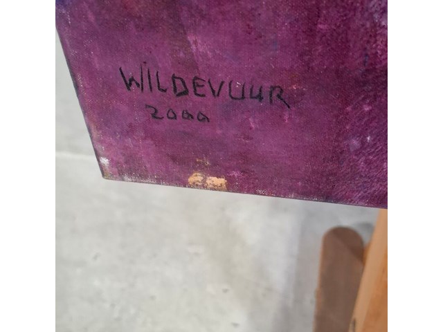 Acryl op doek, maya wildevuur, werkende vrouw, 1998 - afbeelding 3 van  8